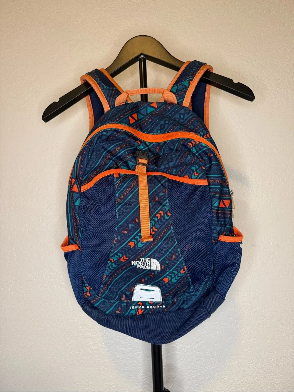 The North Face Navy Backpack with Teal & Orange Accents